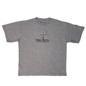 Y2K Vintage Pray Until Something Happens Stitched Logo Intex Tshirt - XL
